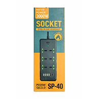 مشترك كهرباء 3000 وات مع حماية من زيادة التيار –( 4 USB و 2PD و 6 مخارج)-6436