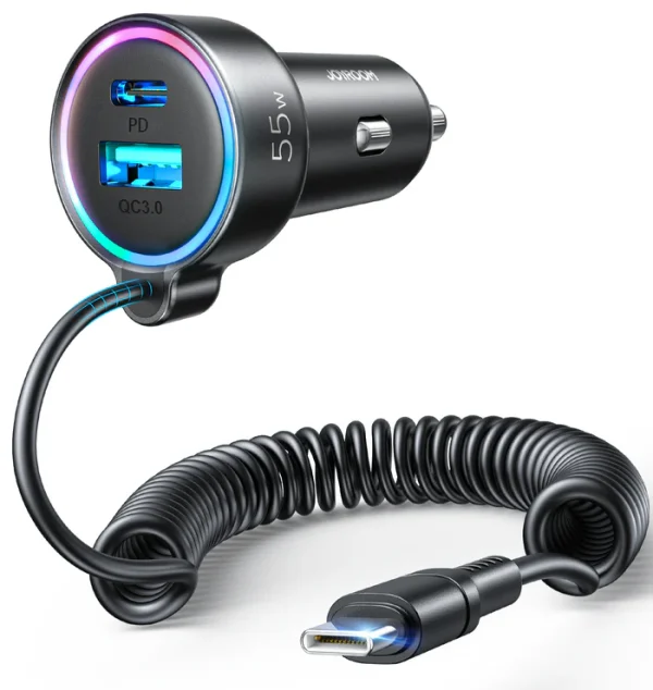 شاحن سيارة JOYROOM JR-CL07 سلكي 3 في 1 بقدرة 60 واط ومنفذ Type-C – شحن سريع - 3297