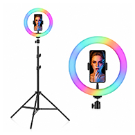 مجموعة MJ-26 RGB Ring Light مقاس 10 بوصة مع حامل هاتف وحامل ثلاثي 210 سم -1861