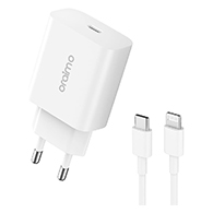 شاحن Oraimo OCW-E10+CL55 سريع 20 وات PD – كابل USB-C إلى Lightning-أبيض-6669