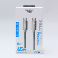 كابل ELOROBY CC-67 سريع لنقل البيانات – تايب-سي إلى تايب-سي، شحن 65 واط وطول 1 متر - 1040