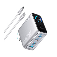 شاحن أنكر 140 واط GaN بأربعة منافذ مع دعم PD 3.1 وكابل USB-C – فضي-5398