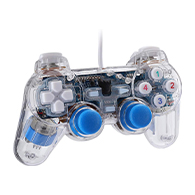 ذراع تحكم SMILE شفاف USB سلكي بإضاءة زرقاء لأجهزة PS2 والكمبيوتر-6215