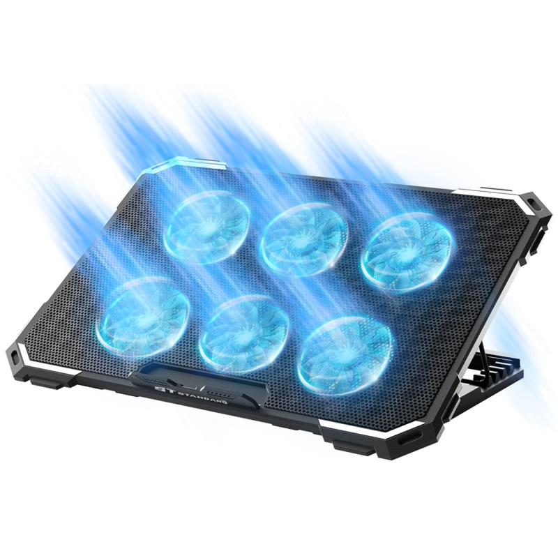 حامل تبريد الكمبيوتر المحمول للألعاب ICE-06N RGB القياسي - 6 مراوح LED زرقاء - حتى 17 بوصة-2200